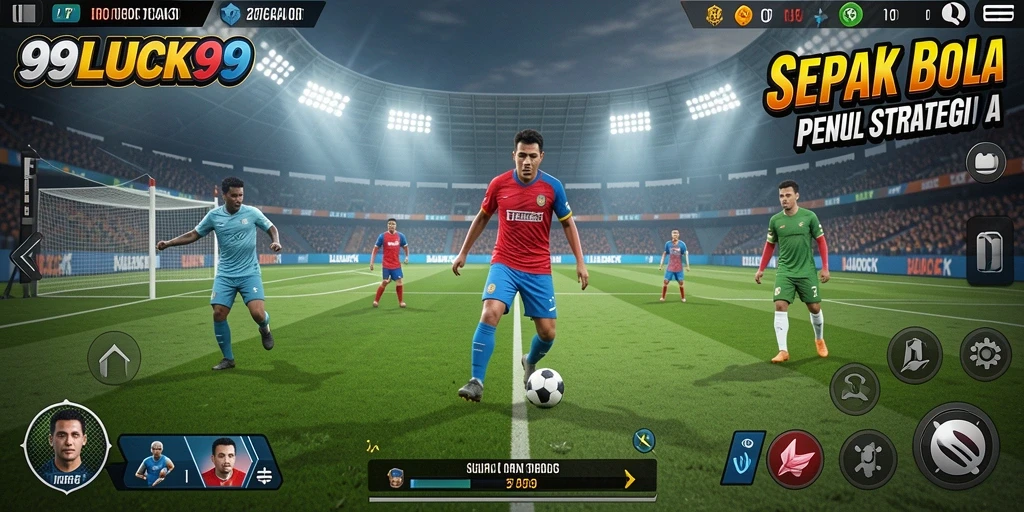Gameplay 99LUCK99 menampilkan aksi sepak bola yang seru dan dinamis.