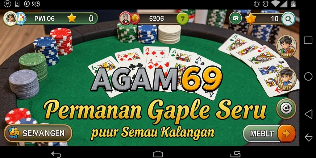 Screenshot AGAM69 menunjukkan gameplay Gaple yang seru dan interaktif.