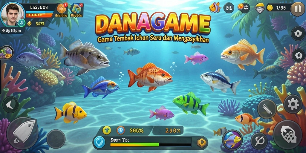 Screenshot gameplay seru dalam DANAGAME tembak ikan.