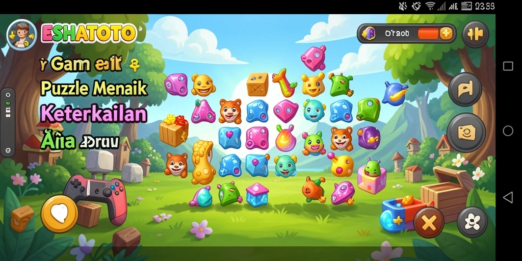 Tampilan gameplay ESHATOTO yang penuh warna dan menantang.