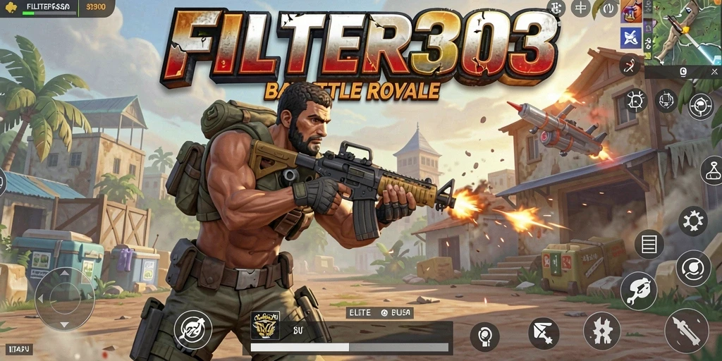 Tangkapan layar FILTER303 menampilkan pertarungan intens dalam suasana Battle Royale.