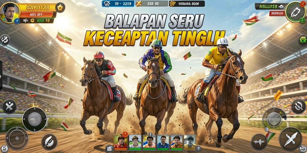 Tangkapan layar menunjukkan aksi balapan seru di GAYO138.