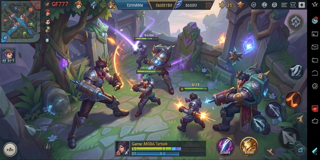 Tampilan gameplay mendebarkan dari GF777 di arena MOBA.