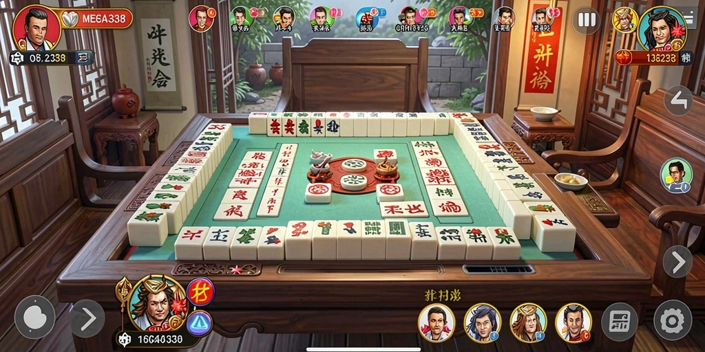 Tampilan gameplay MEGA338 yang memukau dalam Mahjong.