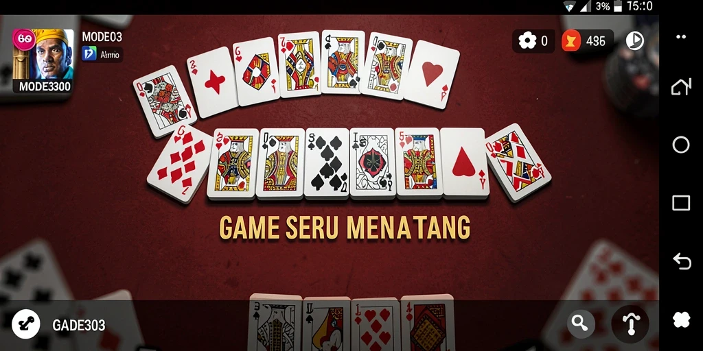 Screenshot utama MODE303 menunjukkan momen seru dalam gameplay Domino.
