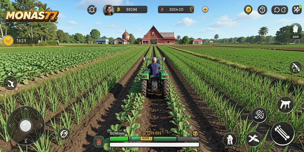 Tampilan menarik dari gameplay MONAS77 dengan berbagai aktivitas pertanian.