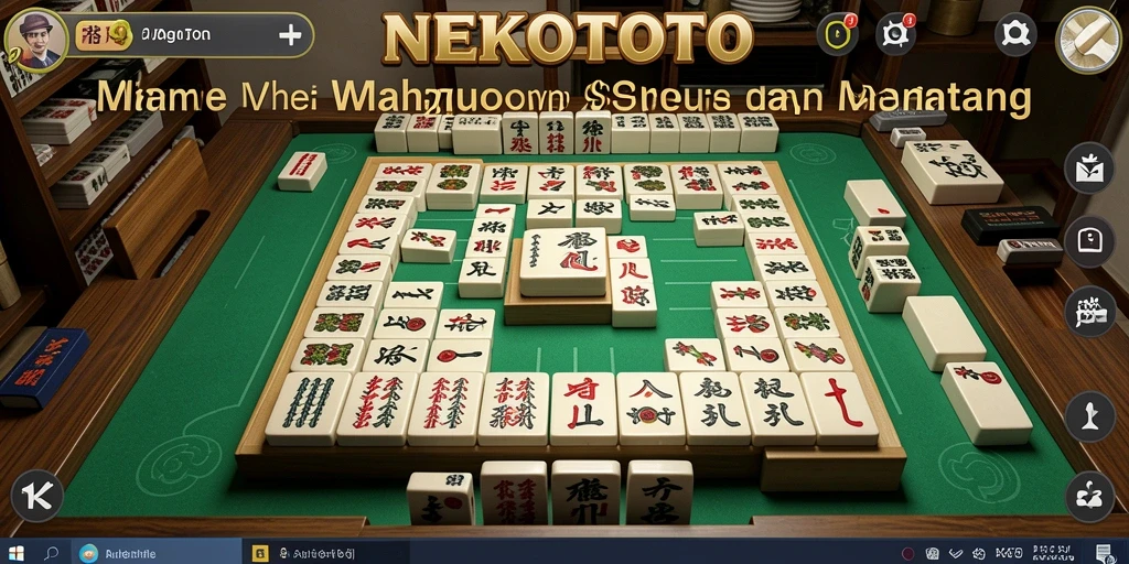 Tampilan gameplay seru di NEKOTOTO dengan ubin Mahjong yang indah.