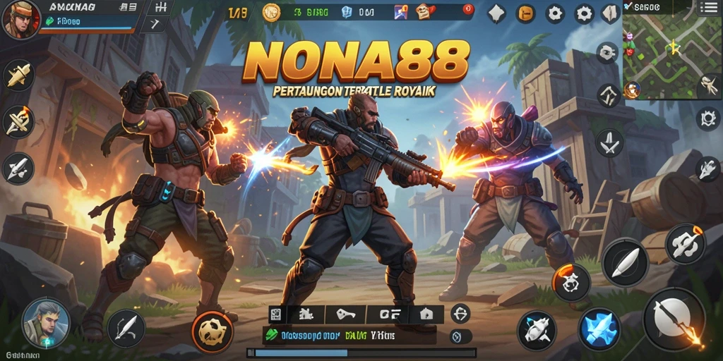 Tangkapan layar NONA88 menampilkan aksi seru dalam gameplay Battle Royale.
