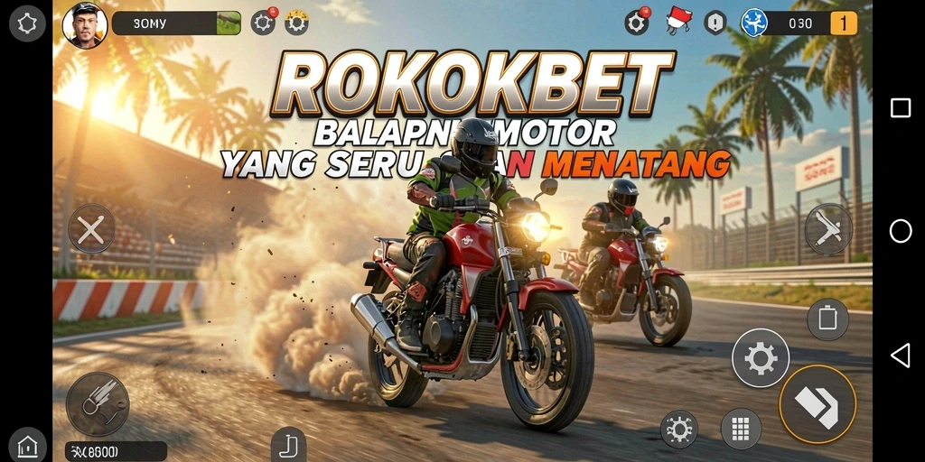 Screenshot gameplay ROKOKBET dengan lintasan balap yang menegangkan.