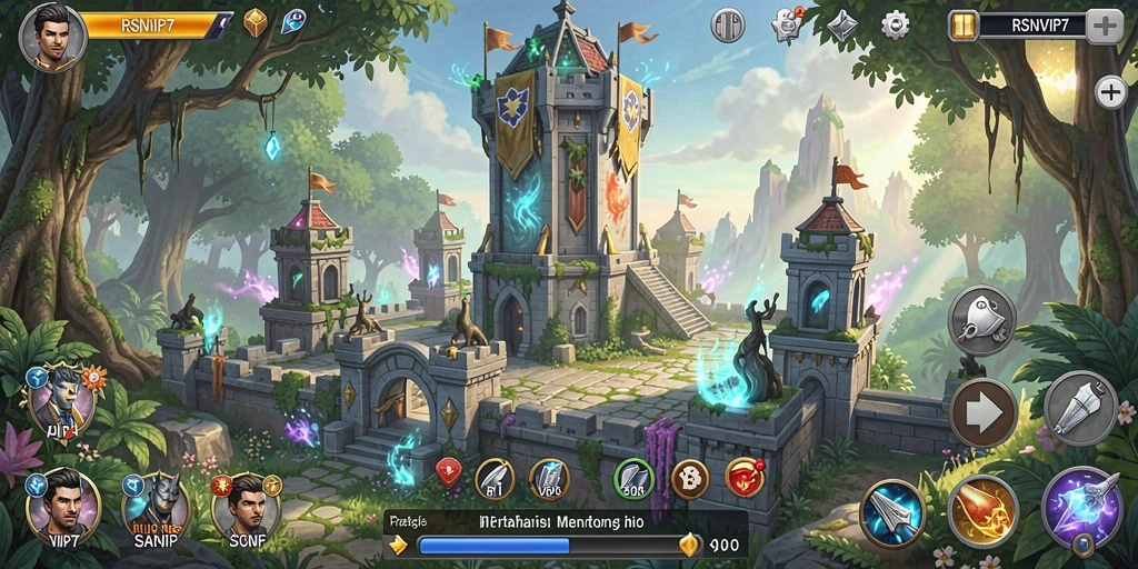 Tampilan gameplay RSNVIP7 yang menunjukkan strategi bertahan melawan gelombang musuh.