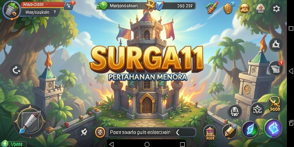Tampilan gameplay seru dari SURGA11 dalam mengatur strategi tower defense.