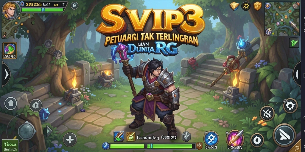 Screenshot gameplay SVIP3 yang menampilkan pertarungan epik dan eksplorasi dunia fantastis.