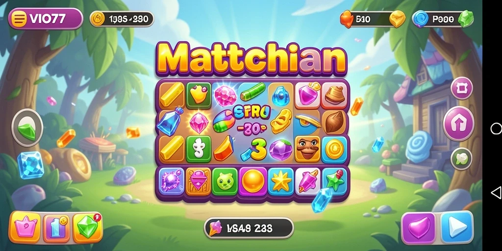 Tampilan gameplay VIO77 dengan kombinasi warna-warni yang menantang.